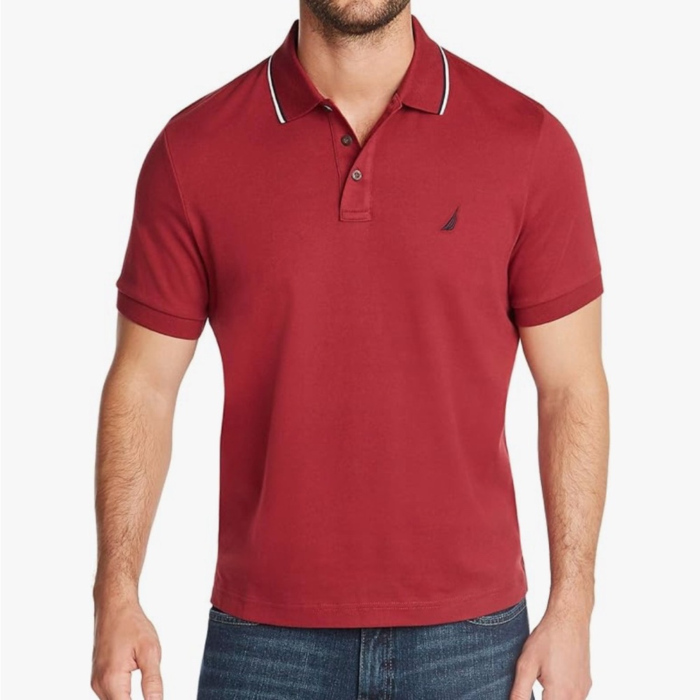 Nautica Men's Classic Fit Short Sleeve Dual Tipped Collar Polo Shirt